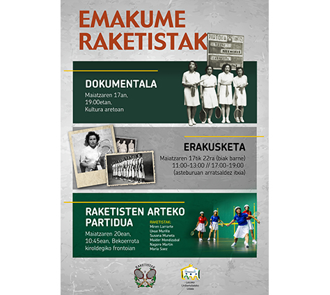 Emakume Raketistak: lehen eta orain. Egitarau kartela Emakume Raketistak: lehen eta orain. Egitarau kartela