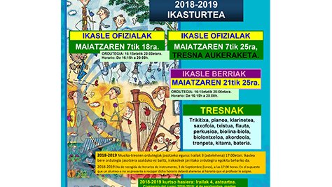 Musika Eskolako 2018-2019 ikasturteko matrikulazioa