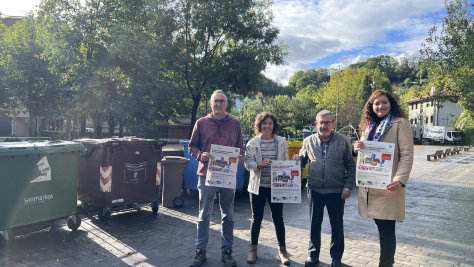 Joxean Sanchez (concejal de Medioambiente), Leire Beteta (técnica de Medioambiente), Jesús Mari Martiarena (alcalde de Lezo) y Loreto Osa (Presidente de la Mancomunidad de San Markos)